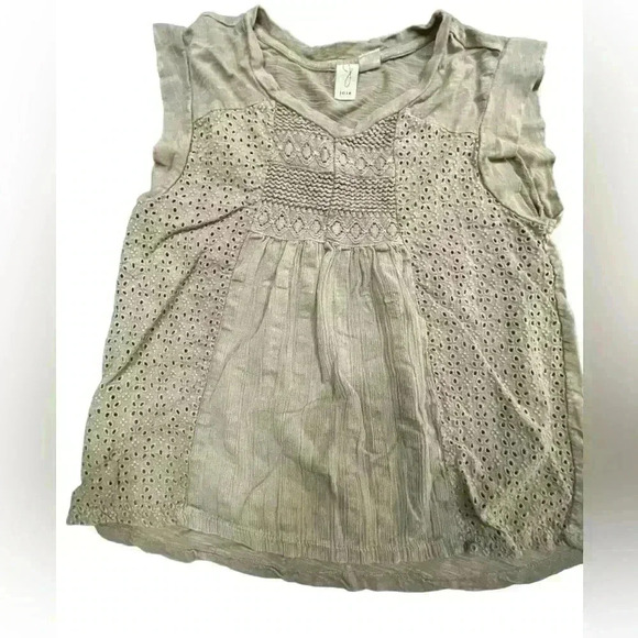 Joie Size XS Tan Tank Top Eyelet Lace Accent - Picture 1 of 3